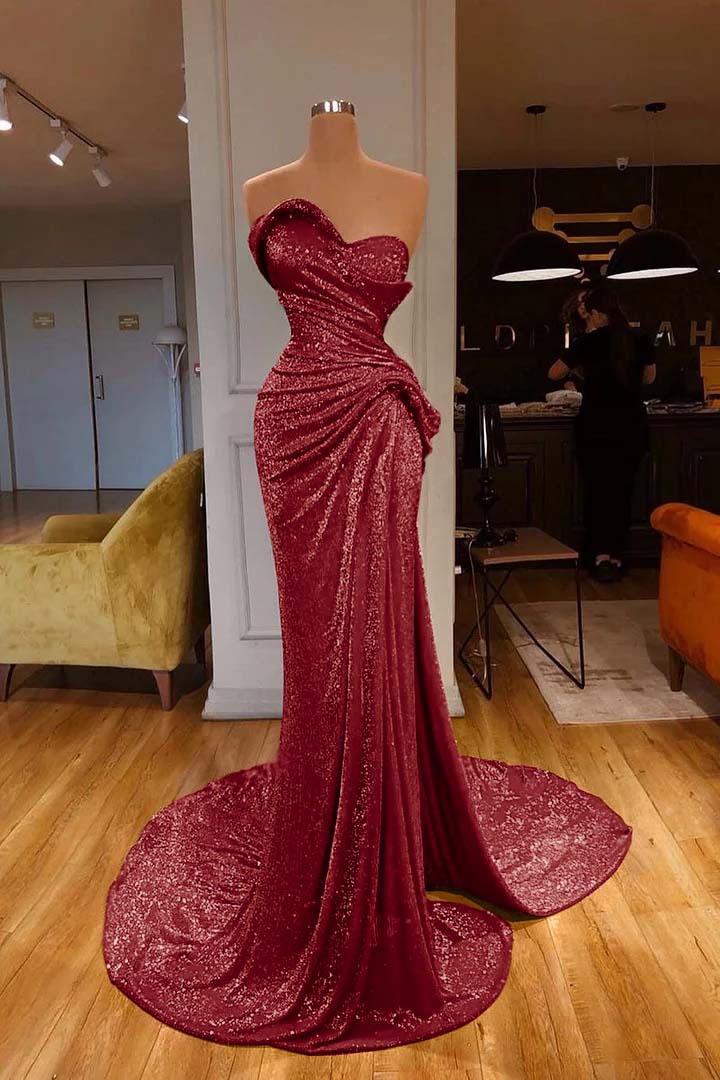 Mermaid Prom Dress Sleeveless Sweetheart Sequined Evening Dress