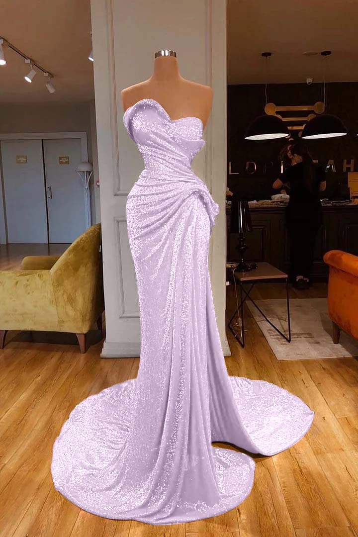 Mermaid Prom Dress Sleeveless Sweetheart Sequined Evening Dress