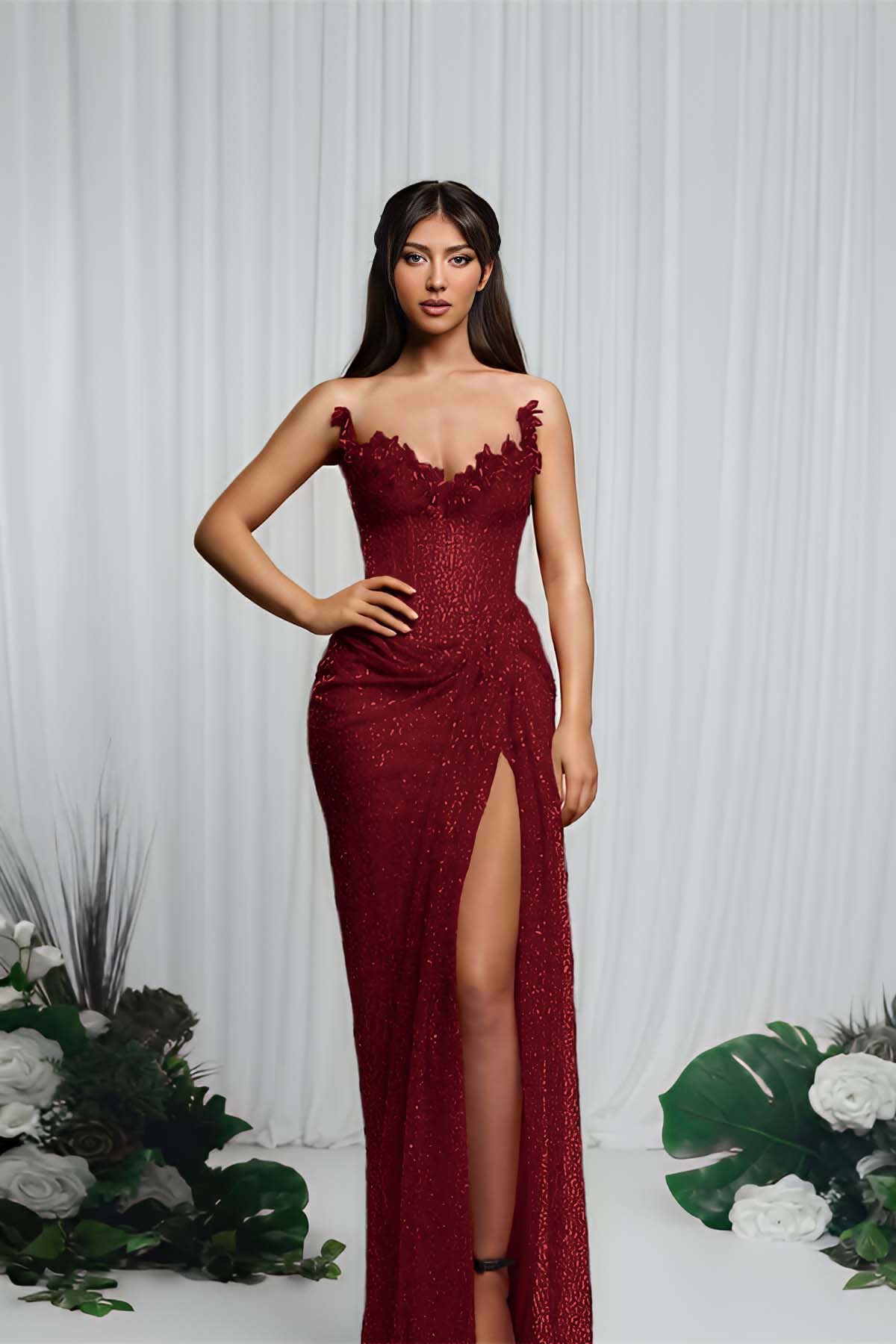 Mermaid Prom Dress Strapless Sleeveless Sequined Evening Dress