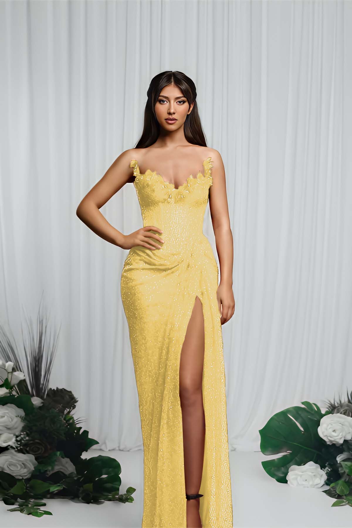 Mermaid Prom Dress Strapless Sleeveless Sequined Evening Dress