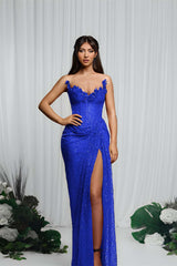 Mermaid Prom Dress Strapless Sleeveless Sequined Evening Dress