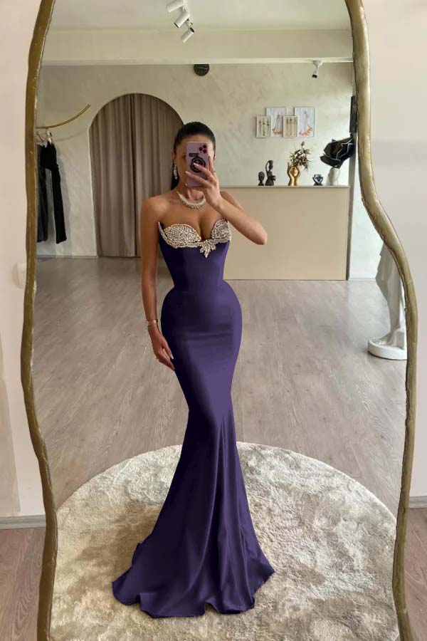 Mermaid Prom Dress Sweetheart Beaded Evening Dress