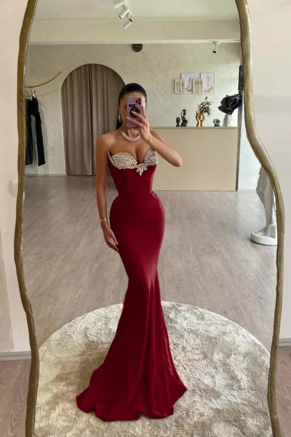Mermaid Prom Dress Sweetheart Beaded Evening Dress