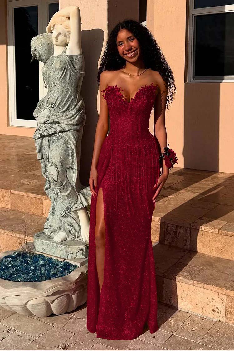 Mermaid Prom Dress Sweetheart Sleeveless Beaded Evening Dress