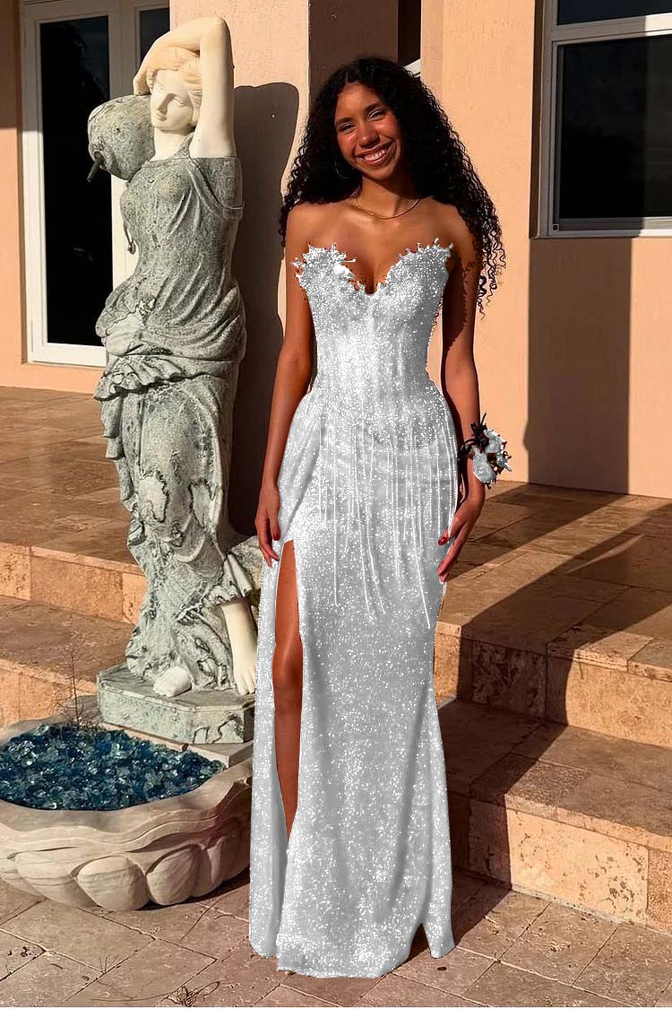 Mermaid Prom Dress Sweetheart Sleeveless Beaded Evening Dress
