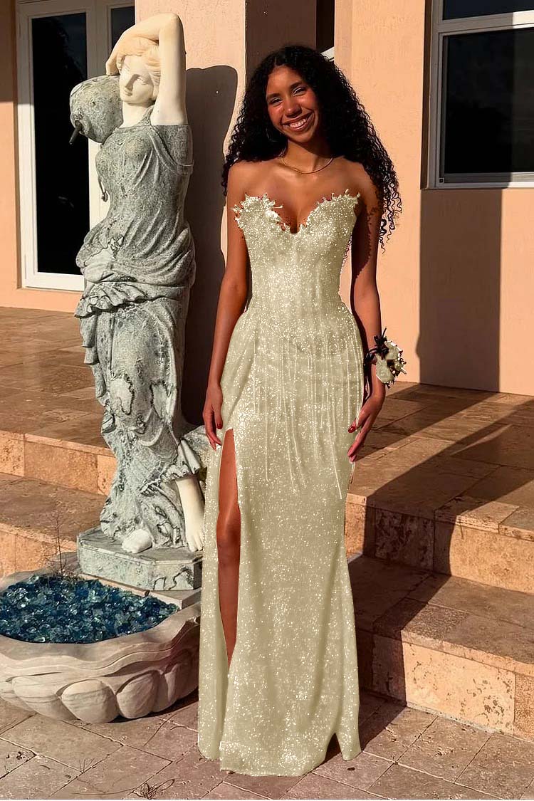 Mermaid Prom Dress Sweetheart Sleeveless Beaded Evening Dress