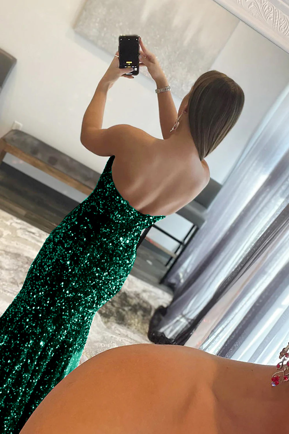Mermaid Royal Blue Prom Dress Sequin Evening Dress With Slit