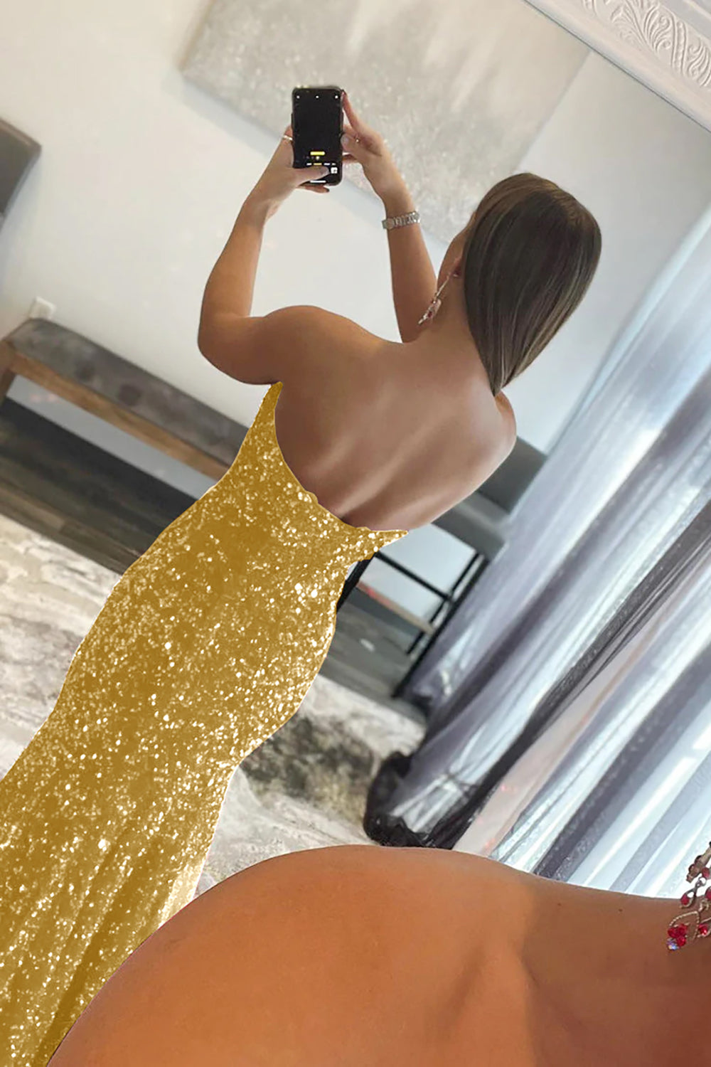 Mermaid Royal Blue Prom Dress Sequin Evening Dress With Slit