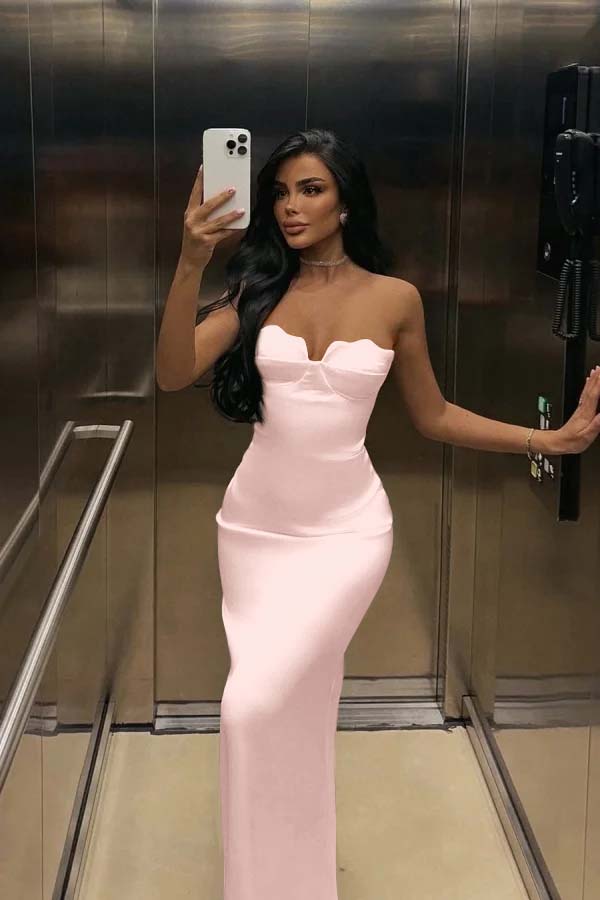 Mermaid Satin Prom Dress Sleeveless Sweetheart Evening Dress