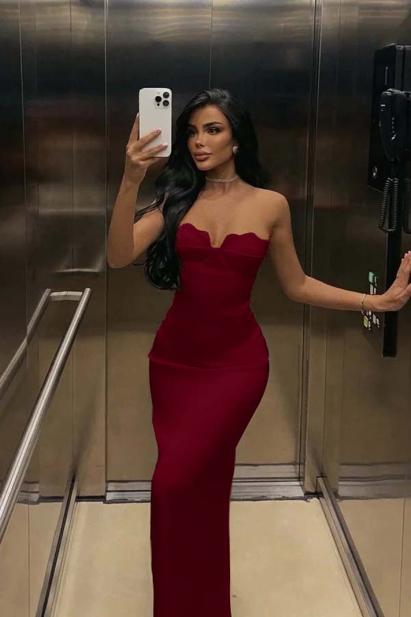 Mermaid Satin Prom Dress Sleeveless Sweetheart Evening Dress