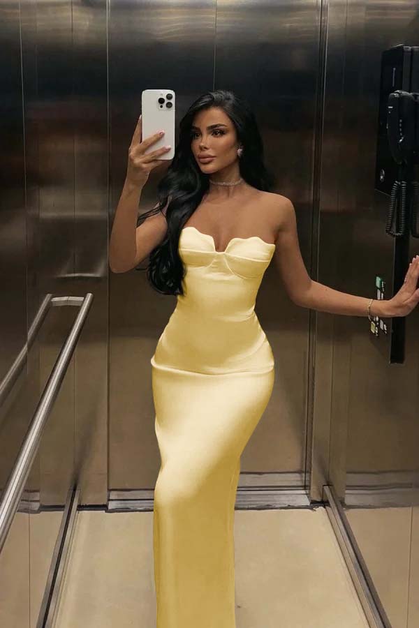 Mermaid Satin Prom Dress Sleeveless Sweetheart Evening Dress