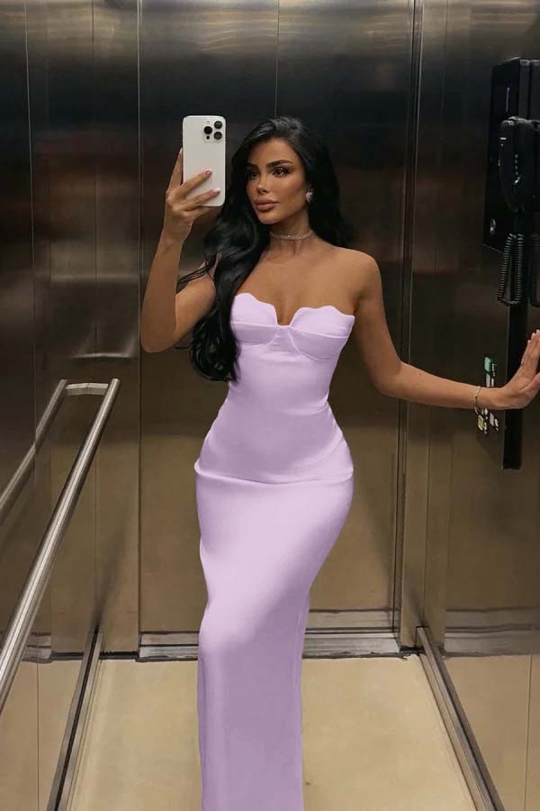 Mermaid Satin Prom Dress Sleeveless Sweetheart Evening Dress