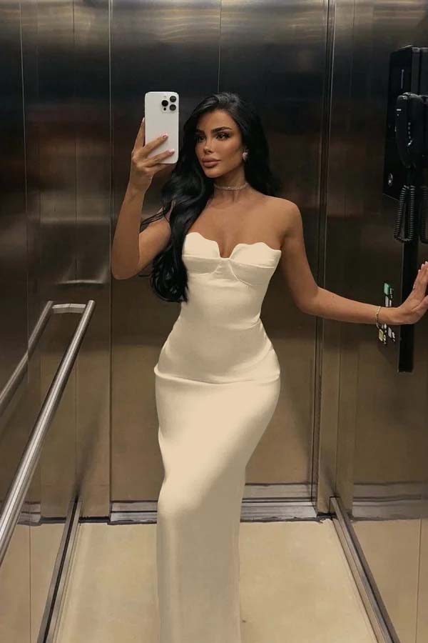 Mermaid Satin Prom Dress Sleeveless Sweetheart Evening Dress