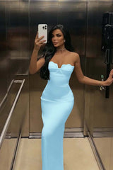 Mermaid Satin Prom Dress Sleeveless Sweetheart Evening Dress
