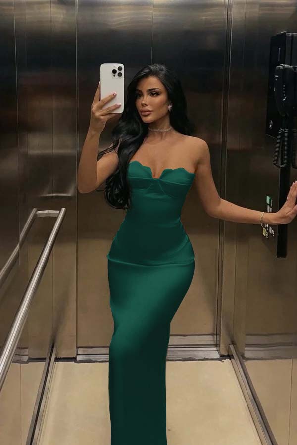 Mermaid Satin Prom Dress Sleeveless Sweetheart Evening Dress