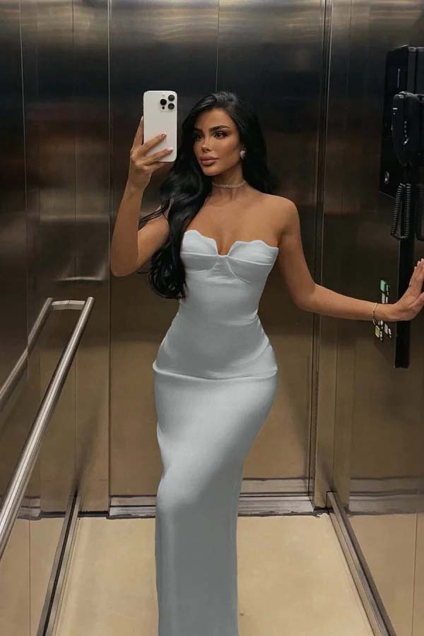 Mermaid Satin Prom Dress Sleeveless Sweetheart Evening Dress
