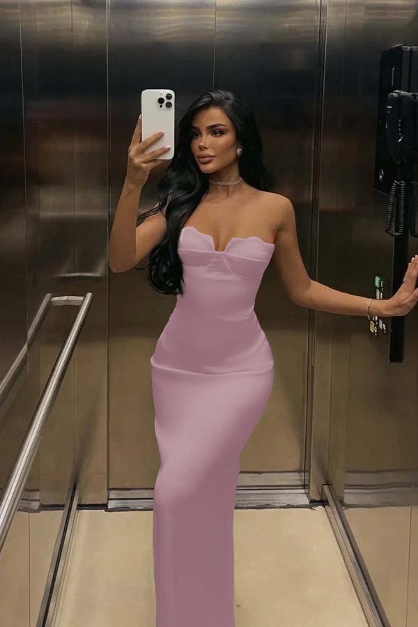 Mermaid Satin Prom Dress Sleeveless Sweetheart Evening Dress