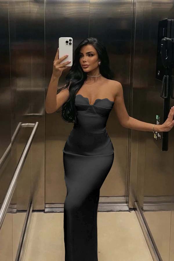 Mermaid Satin Prom Dress Sleeveless Sweetheart Evening Dress