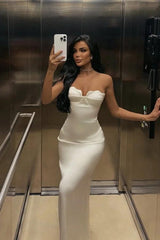 Mermaid Satin Prom Dress Sleeveless Sweetheart Evening Dress