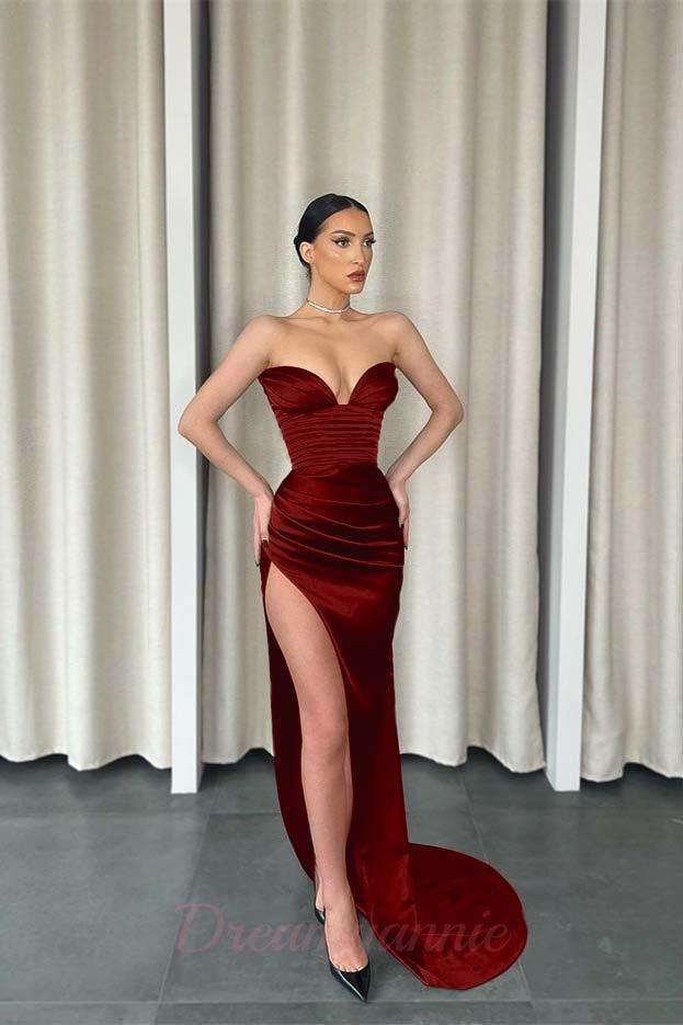 Mermaid Sweetheart Floor Length Sleeveless High Split Prom Dress