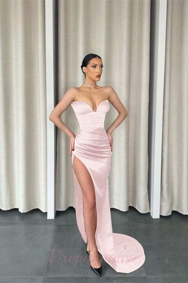 Mermaid Sweetheart Floor Length Sleeveless High Split Prom Dress
