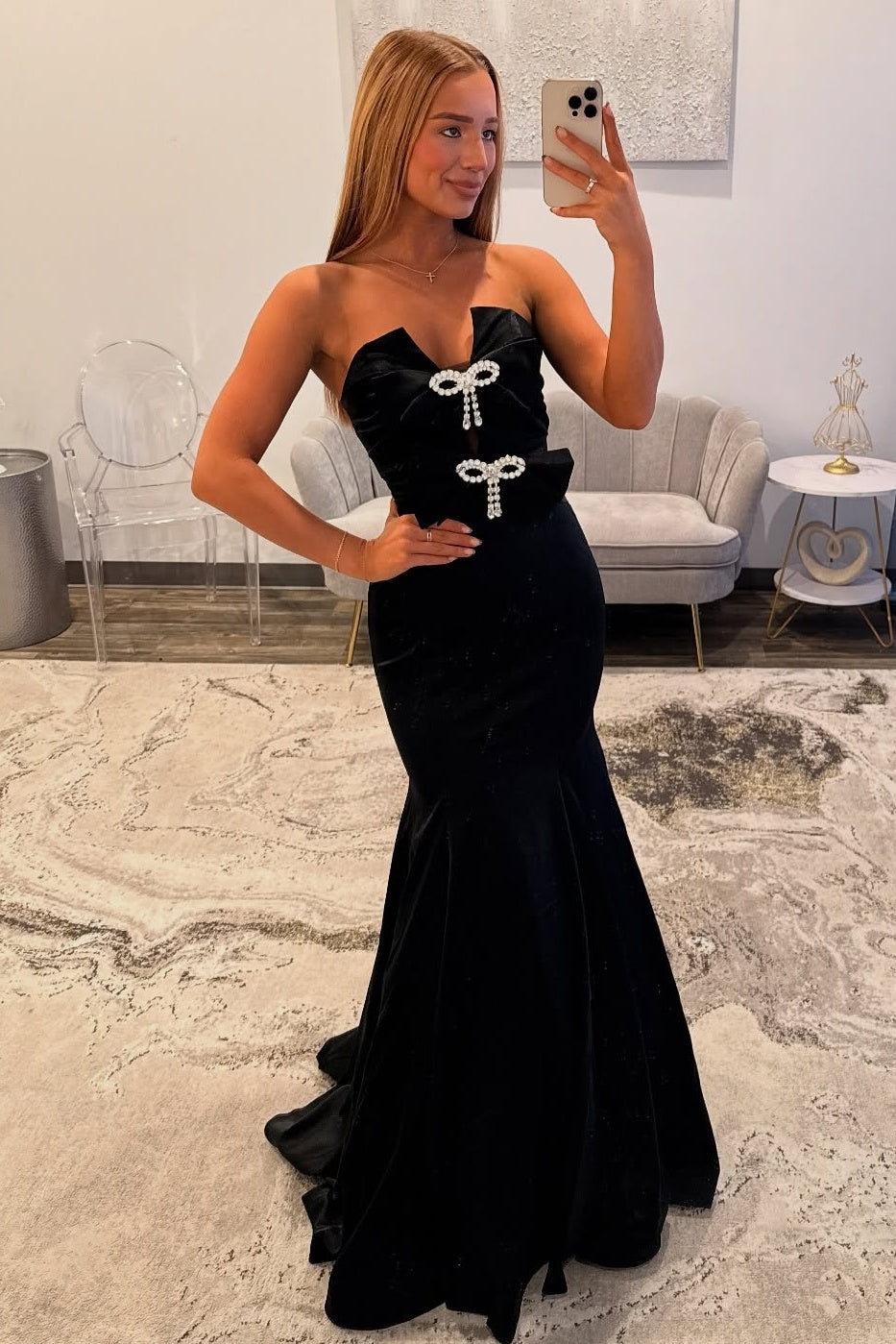 Mermaid Sweetheart Hot Pink Long Prom Dress With Bowknot Beading Formal Evening Gown