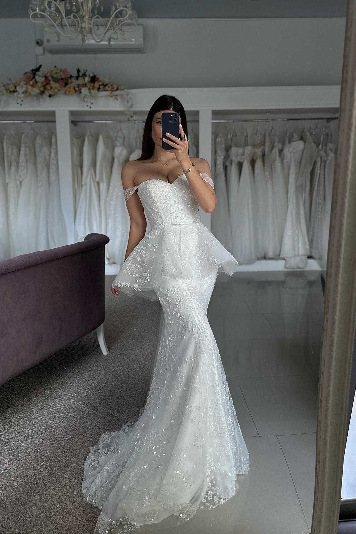 Mermaid Tulle Lace Sweetheart Sleeveless White Wedding Dress Bridal Gown With Appliques