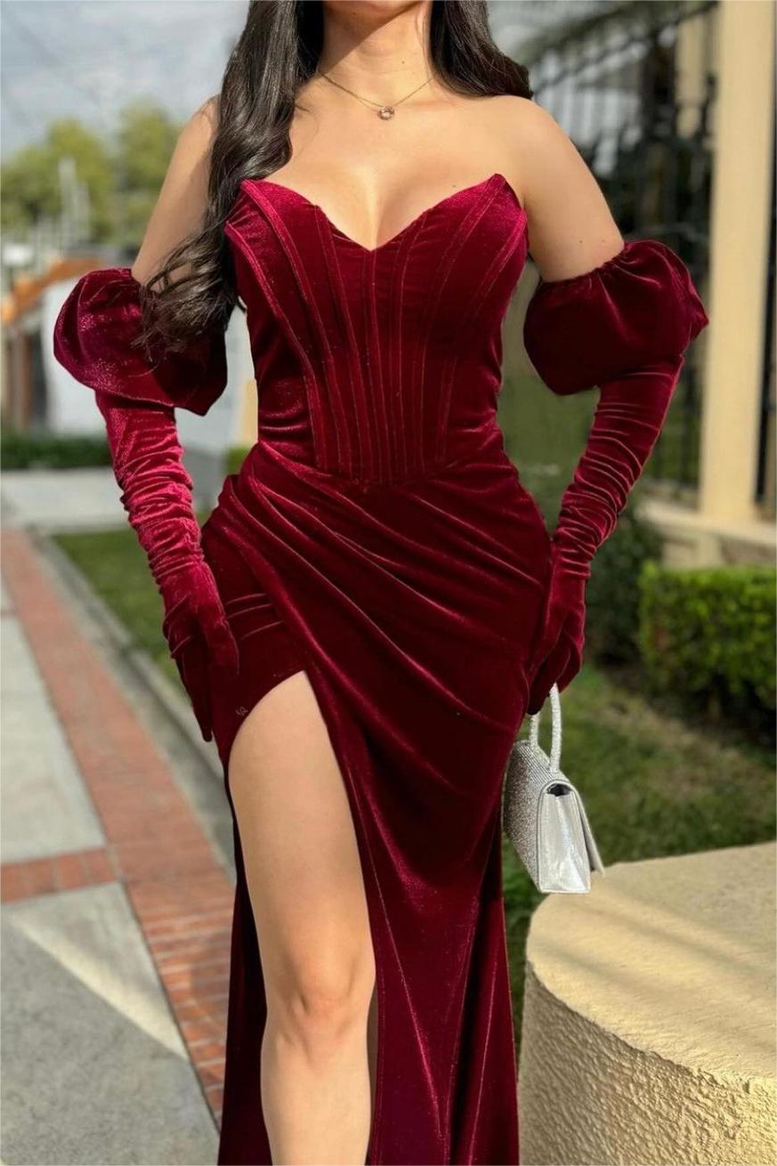 Mermaid Velvet Evening Dress Sleeveless Sweetheart Evening Dress