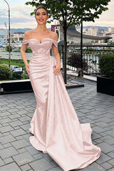 Mermaid Wedding Dress Off the Shoulder Satin Formal Dress