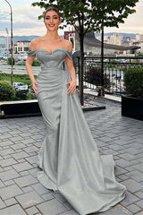 Mermaid Wedding Dress Off the Shoulder Satin Formal Dress