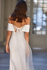 Mermaid Wedding Dress Satin Off the Shoulder Formal Dress