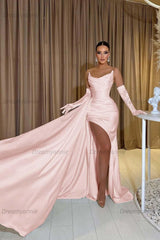 Mermaid Wedding Dress Sleeveless Strapless Satin Formal Dress