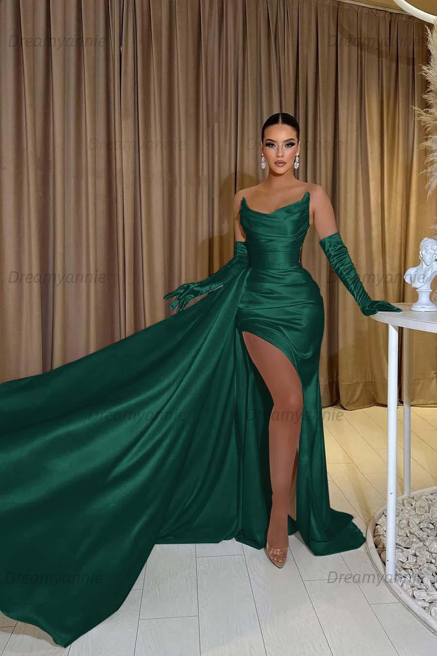 Mermaid Wedding Dress Sleeveless Strapless Satin Formal Dress
