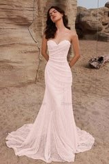 Mermaid Wedding Dress Sleeveless Sweetheart Beaded Formal Dress