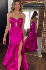 Mermaid Yellow Prom Dress Sweetheart Long Formal Dress With Slit