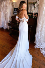 Minimalist White Mermaid Boho Beach Wedding Dress