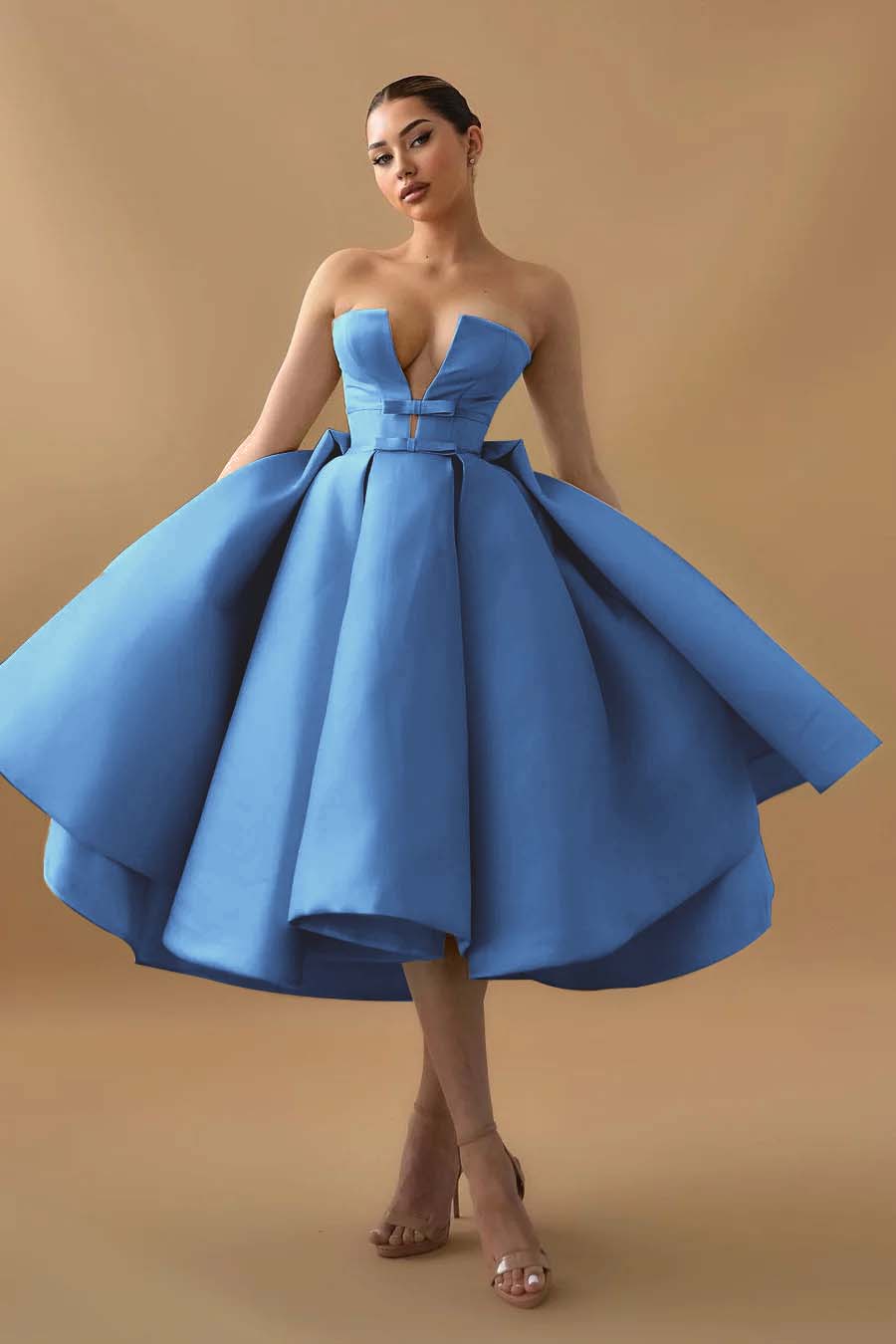 Mint Green Graduation Dress Strapless Sleeveless A Line Cocktail Dress With Ruffles