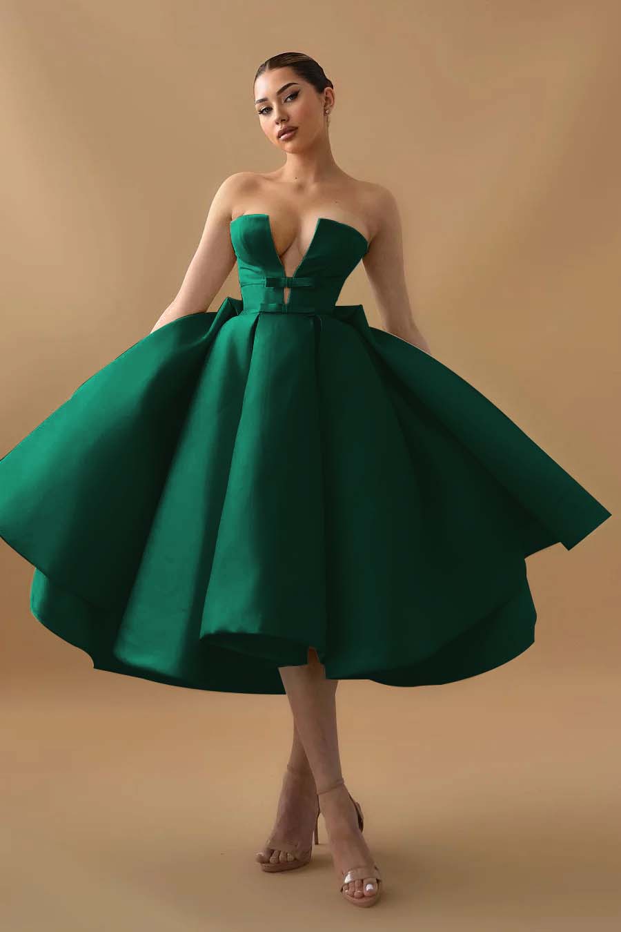 Mint Green Graduation Dress Strapless Sleeveless A Line Cocktail Dress With Ruffles