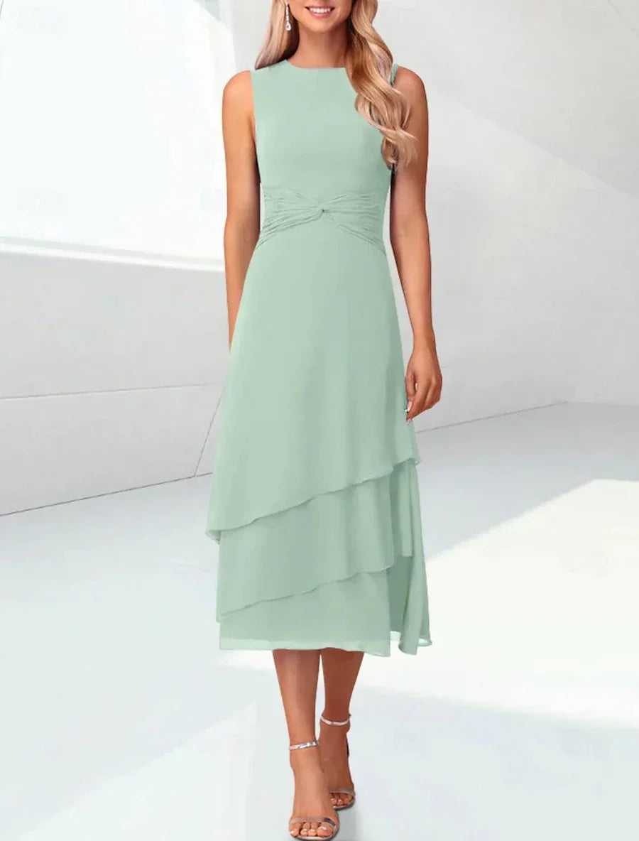 Mint Green Mother of the Bride Dress Chiffon Two Piece Wedding Guest Dress
