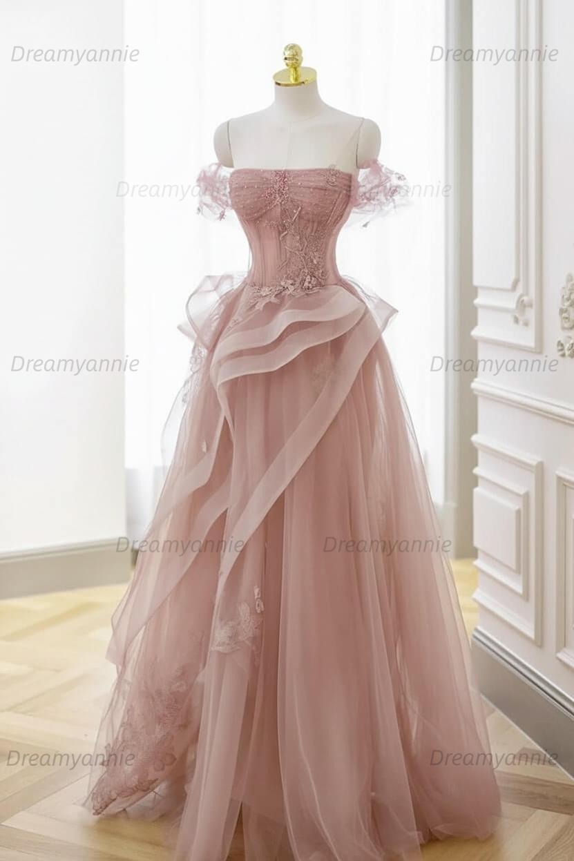 Mint Green Prom Dress Tulle Lace Long Elegant Corset Formal Party Evening Dress