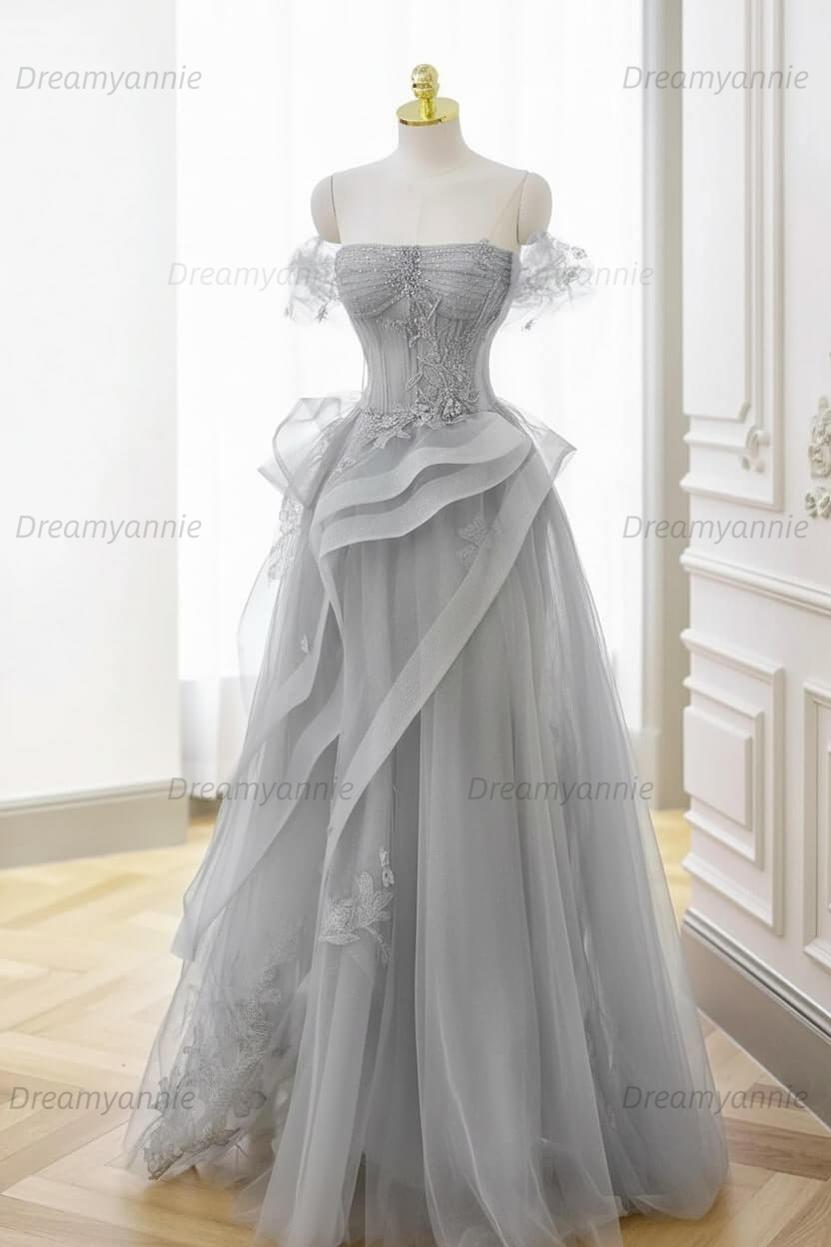 Mint Green Prom Dress Tulle Lace Long Elegant Corset Formal Party Evening Dress