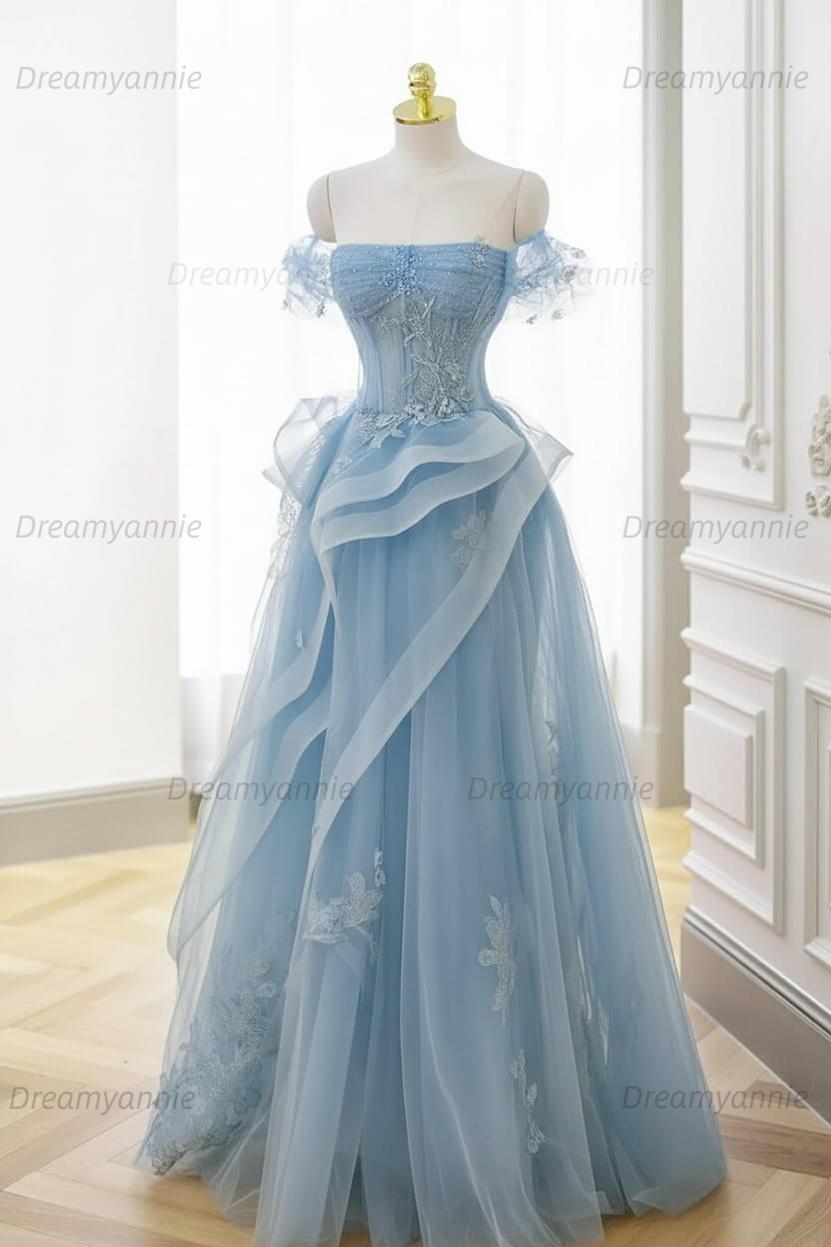 Mint Green Prom Dress Tulle Lace Long Elegant Corset Formal Party Evening Dress