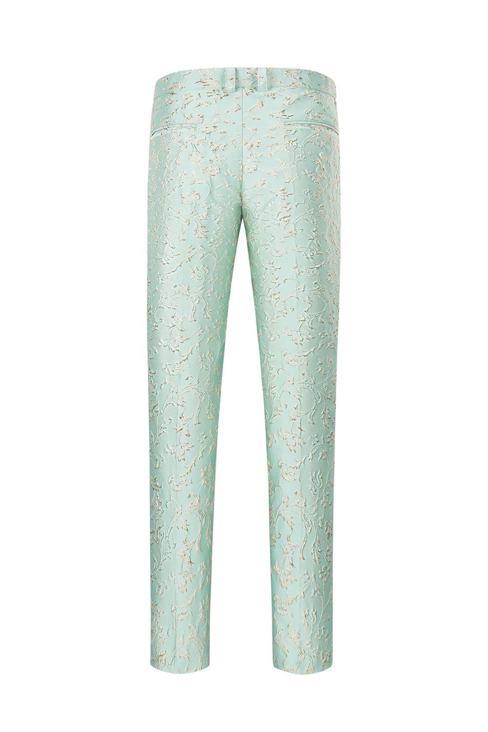 Mint Shawl Lapel Jacquard One Button Men's Prom Suit Blazer Pants