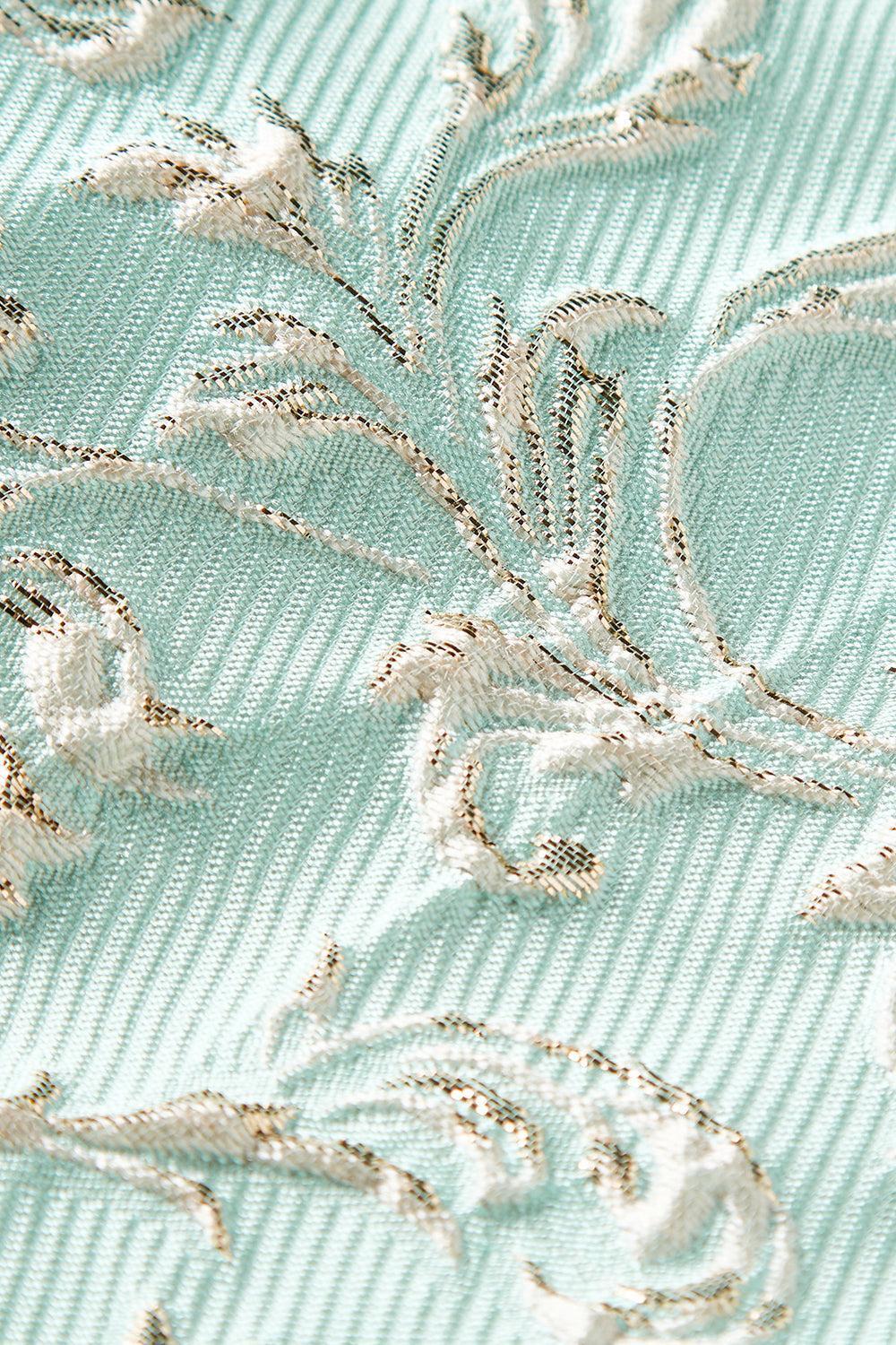 Mint Shawl Lapel Jacquard One Button Men's Prom Suit Blazer Pants