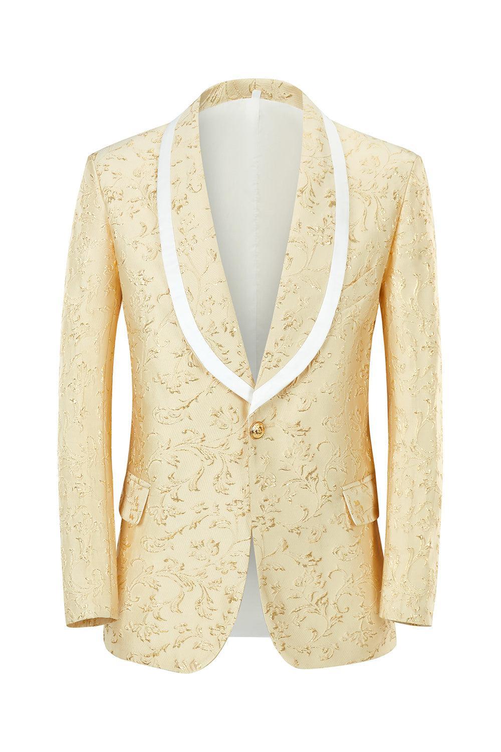 Mint Shawl Lapel Jacquard One Button Men's Prom Suit Blazer Pants