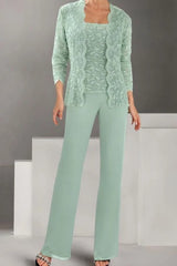 Mint Green Mother of the Bride Pantsuit 3/4 Sleeve Wedding Guest Dress Pantsuit