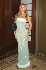 Modern Sequin Strapless Prom Gown With Minimalist Design And Glamorous Finish Formal Evening Gown