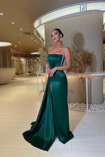 Modern Spaghetti Straps Sleeveless Long Prom Dress Sequined