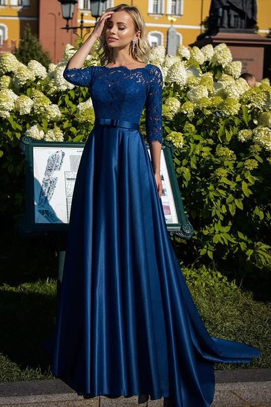 Mother of the Bride Satin A-Line/Princess Dresses Featuring Lace and Belt