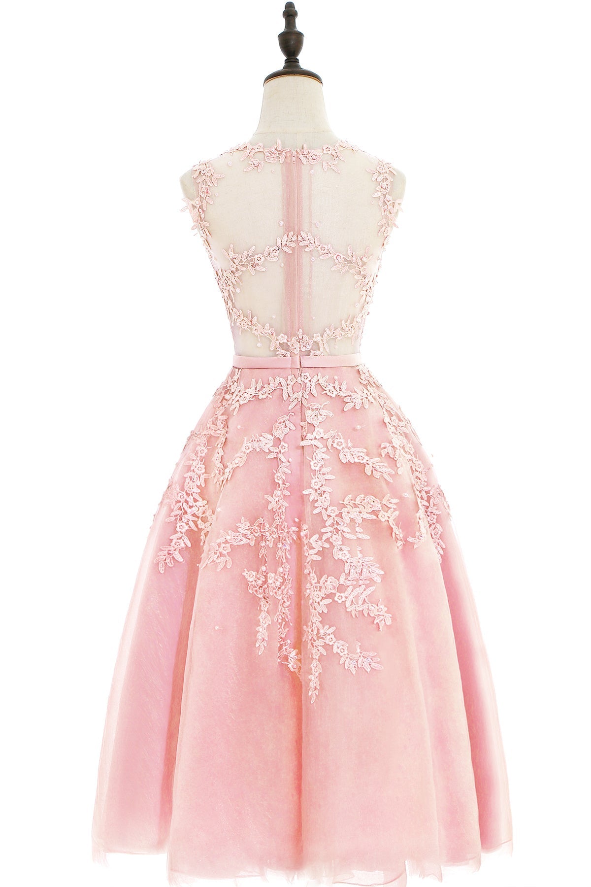 Navy Crew Neck Graduation Dress Tulle Appliques A Line Wedding Party Dress